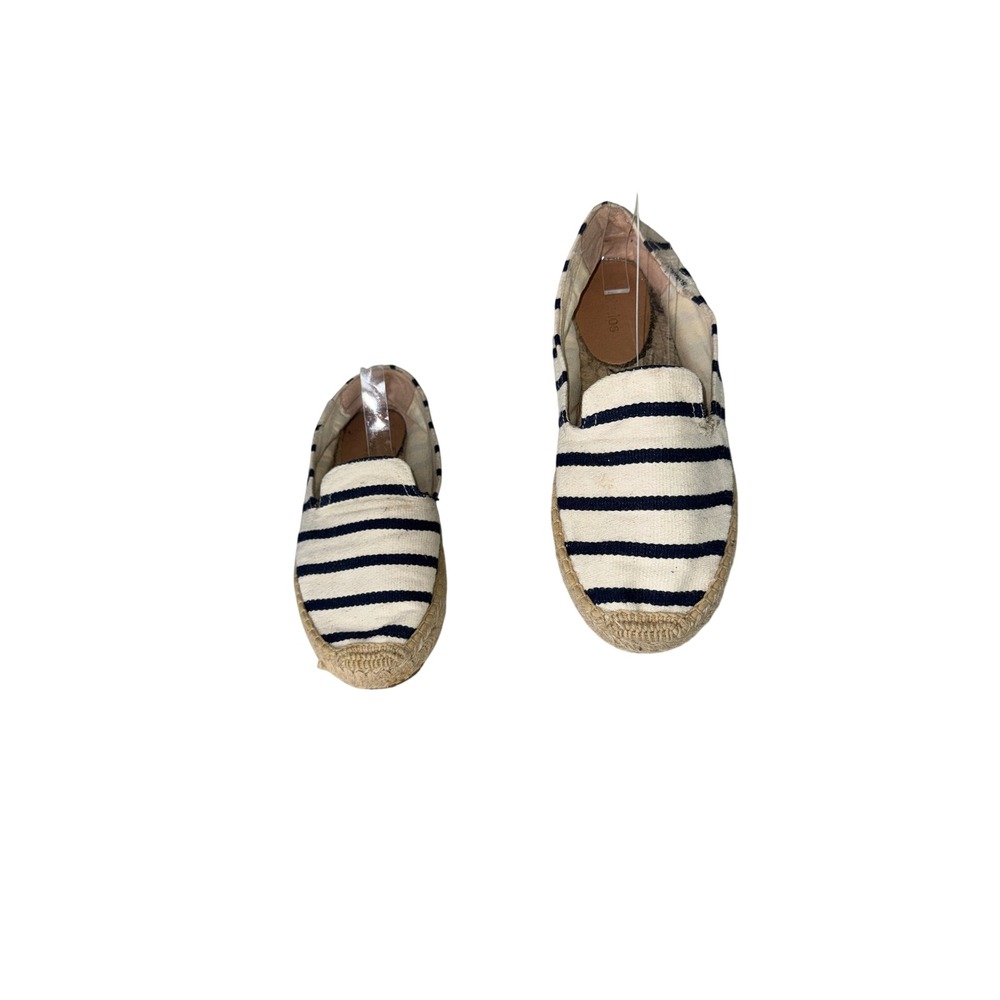 Soludos Womens Striped Canvas Espadrille Slip On Flats Navy Cream Size 7.5
